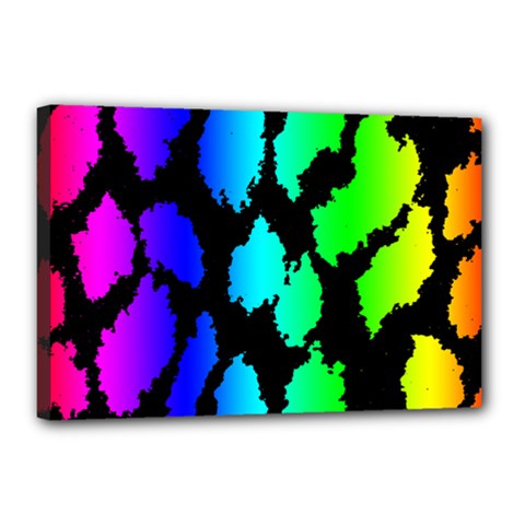 Rainbow Leopard Canvas 18  x 12  (Stretched) from ArtsNow.com