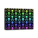 Rainbow Skull and Crossbones  Mini Canvas 7  x 5  (Stretched)