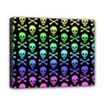 Rainbow Skull and Crossbones  Canvas 10  x 8  (Stretched)