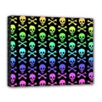 Rainbow Skull and Crossbones  Canvas 14  x 11  (Stretched)