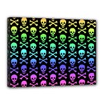 Rainbow Skull and Crossbones  Canvas 16  x 12  (Stretched)