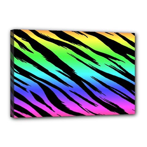 Rainbow Tiger Canvas 18  x 12  (Stretched) from ArtsNow.com