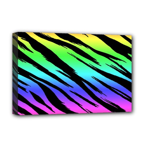 Rainbow Tiger Deluxe Canvas 18  x 12  (Stretched) from ArtsNow.com