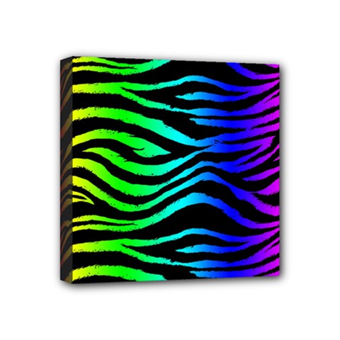 Rainbow Zebra Mini Canvas 4  x 4  (Stretched) from ArtsNow.com