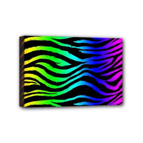Rainbow Zebra Mini Canvas 6  x 4  (Stretched) from ArtsNow.com