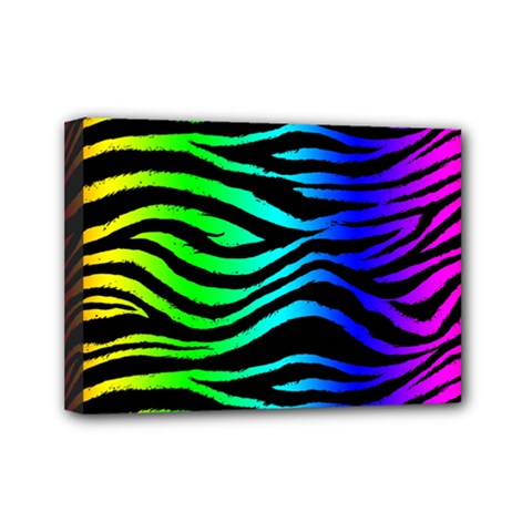 Rainbow Zebra Mini Canvas 7  x 5  (Stretched) from ArtsNow.com