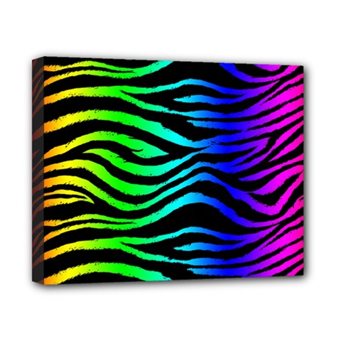 Rainbow Zebra Canvas 10  x 8  (Stretched) from ArtsNow.com