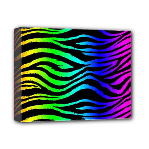 Rainbow Zebra Deluxe Canvas 14  x 11  (Stretched) from ArtsNow.com