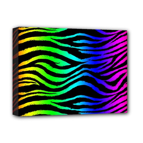 Rainbow Zebra Deluxe Canvas 16  x 12  (Stretched)  from ArtsNow.com