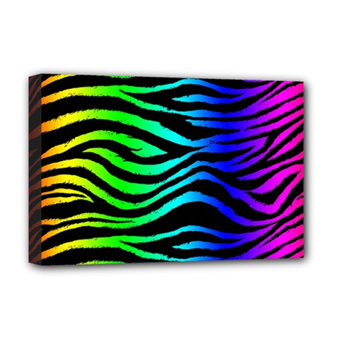 Rainbow Zebra Deluxe Canvas 18  x 12  (Stretched) from ArtsNow.com