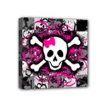 Splatter Girly Skull Mini Canvas 4  x 4  (Stretched)