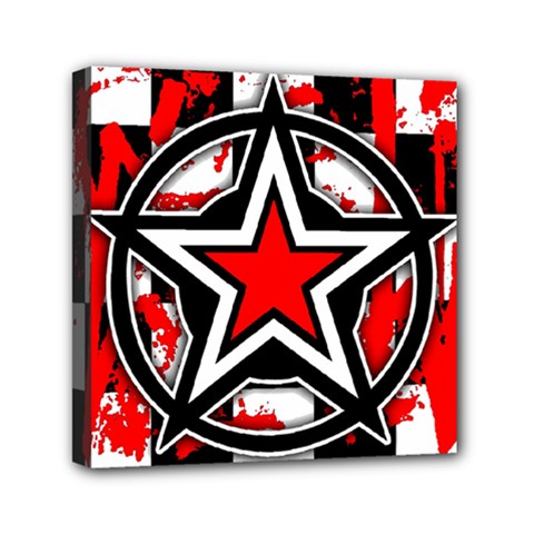 Star Checkerboard Splatter Mini Canvas 6  x 6  (Stretched) from ArtsNow.com