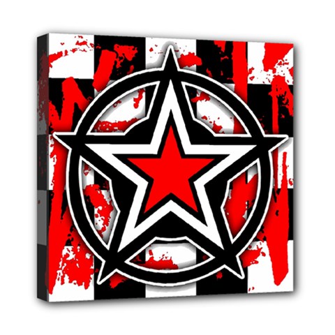 Star Checkerboard Splatter Mini Canvas 8  x 8  (Stretched) from ArtsNow.com