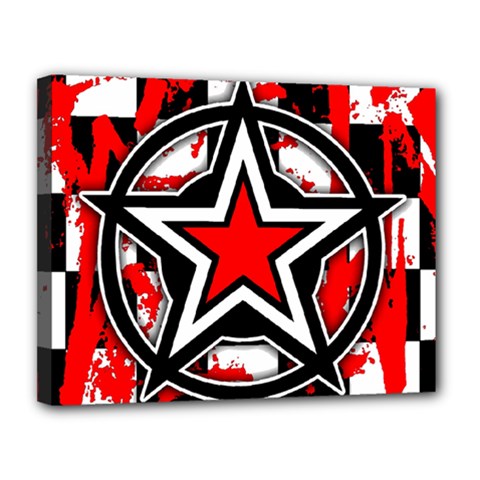Star Checkerboard Splatter Canvas 14  x 11  (Stretched) from ArtsNow.com
