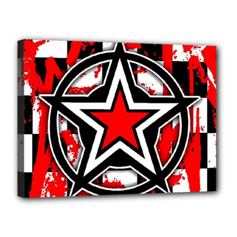 Star Checkerboard Splatter Canvas 16  x 12  (Stretched) from ArtsNow.com