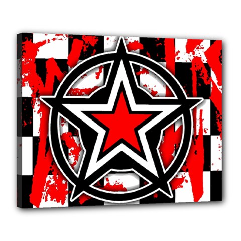 Star Checkerboard Splatter Canvas 20  x 16  (Stretched) from ArtsNow.com