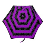 Purple Goth Skulls Mini Folding Umbrella