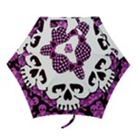 Pink Polka Dot Bow Skull Mini Folding Umbrella