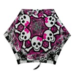 Splatter Girly Skull Mini Folding Umbrella