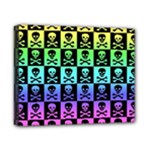 Rainbow Skull Checkerboard Canvas 10  x 8  (Stretched)