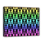 Rainbow Skull Checkerboard Canvas 14  x 11  (Stretched)