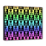 Rainbow Skull Checkerboard Deluxe Canvas 24  x 20  (Stretched)