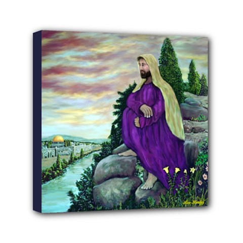 Jesus Overlooking Jerusalem Mini Canvas 6  x 6  (Stretched) from ArtsNow.com