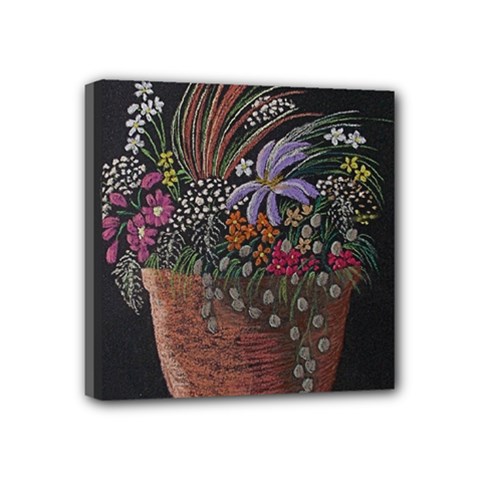 Flowers In Pot   Fran Hoffpauir Mini Canvas 4  x 4  (Stretched) from ArtsNow.com