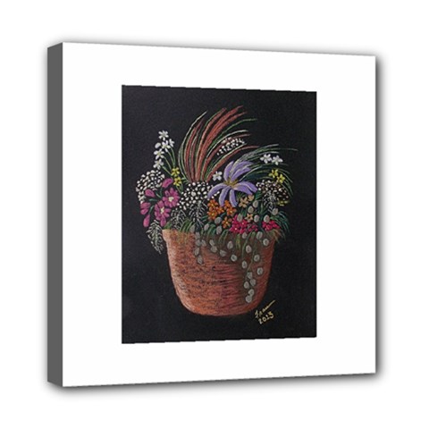 Flowers In Pot   Fran Hoffpauir Mini Canvas 8  x 8  (Stretched) from ArtsNow.com