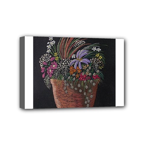 Flowers In Pot   Fran Hoffpauir Mini Canvas 6  x 4  (Stretched) from ArtsNow.com