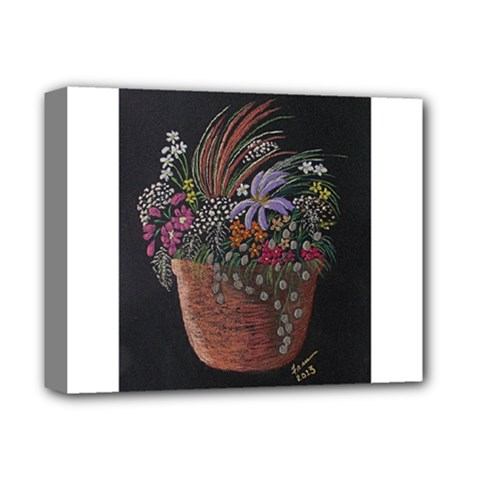 Flowers In Pot   Fran Hoffpauir Deluxe Canvas 14  x 11  (Stretched) from ArtsNow.com