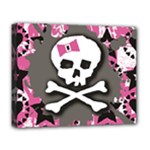 Pink Bow Skull Deluxe Canvas 20  x 16  (Stretched)