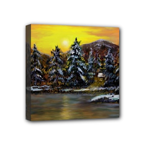 James Winter Cabin By Ave Hurley 1 1m Mini Canvas 4  x 4  (Stretched) from ArtsNow.com