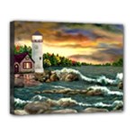 David s Lighthouse -AveHurley ArtRevu.com- Canvas 14  x 11  (Stretched)