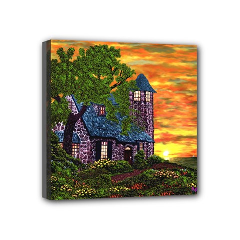 Essex Cottage Lighthouse Mini Canvas 4  x 4  (Stretched) from ArtsNow.com