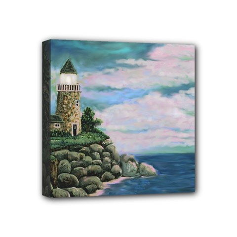 Jerry s Lighthouse  [calm Seas] By Ave Hurley   Mini Canvas 4  x 4  (Stretched) from ArtsNow.com
