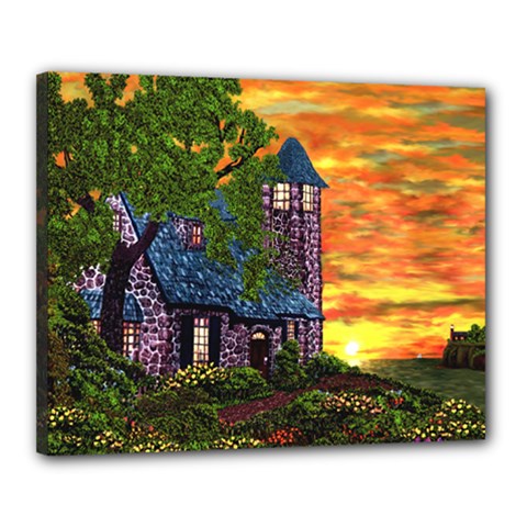 Essex Cottage Lighthouse Canvas 20  x 16  (Stretched) from ArtsNow.com