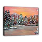 Jane s Winter Sunset -AveHurley ArtRevu.com- Canvas 14  x 11  (Stretched)