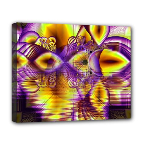 Golden Violet Crystal Palace, Abstract Cosmic Explosion Deluxe Canvas 20  x 16  (Framed) from ArtsNow.com