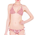 Poppy Red Damask Pattern Bikini Set