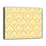 White On Sunny Yellow Damask Canvas 14  x 11  (Framed)