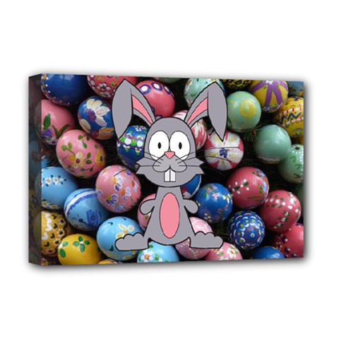 Easter Egg Bunny Treasure Deluxe Canvas 18  x 12  (Framed) from ArtsNow.com
