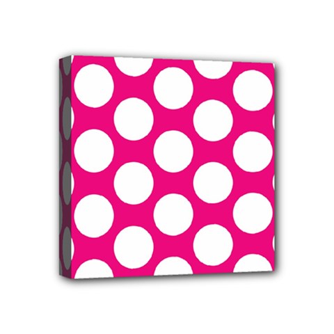 Pink Polkadot Mini Canvas 4  x 4  (Framed) from ArtsNow.com