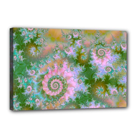 Rose Forest Green, Abstract Swirl Dance Canvas 18  x 12  (Framed) from ArtsNow.com