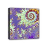 Sea Shell Spiral, Abstract Violet Cyan Stars Mini Canvas 4  x 4  (Framed)