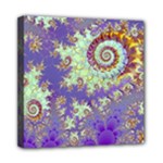 Sea Shell Spiral, Abstract Violet Cyan Stars Mini Canvas 8  x 8  (Framed)