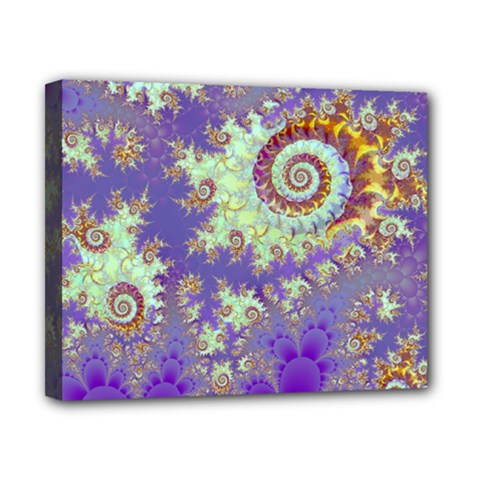 Sea Shell Spiral, Abstract Violet Cyan Stars Canvas 10  x 8  (Framed) from ArtsNow.com