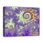 Sea Shell Spiral, Abstract Violet Cyan Stars Canvas 14  x 11  (Framed)