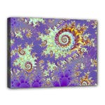 Sea Shell Spiral, Abstract Violet Cyan Stars Canvas 16  x 12  (Framed)