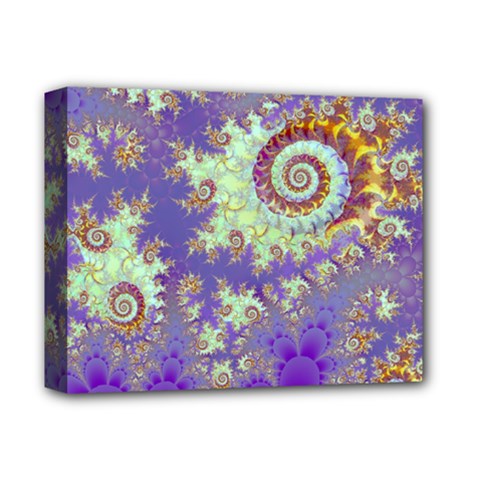 Sea Shell Spiral, Abstract Violet Cyan Stars Deluxe Canvas 14  x 11  (Framed) from ArtsNow.com